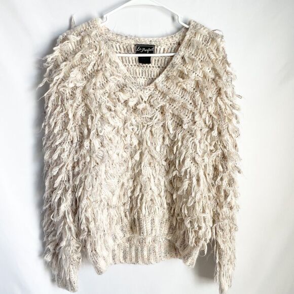 Le Parfait Cream Mulitcolor Shag Sweater Size S - Picture 2 of 9
